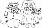 Coloring Pages Wedding Cat sketch template