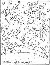 Pages Coloring Folk Mexican Rug Hooking Patterns Paper Craft Karla Gerard Primitive Bird Colouring Printable Pattern Red Abstract Colorier Ebay sketch template