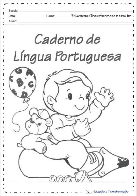 capas  caderno de portugues  imprimir folha  educacao  transformacao