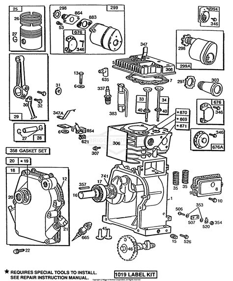 briggs  stratton    parts diagram  cylindercrankcasecyl head