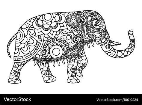 indian elephant coloring pages template royalty  vector