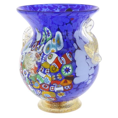Murano Glass Vases Murano Glass Millefiori Urn Vase With Lion Heads