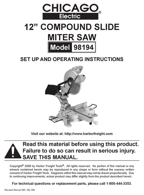 chicago electric  set   operating instructions manual   manualslib