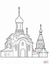 Orthodox Coloring Cathedral Pages Church Drawing Printable Building Template Sketch Categories sketch template