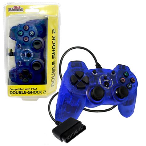 ps wired double shock  controller blue controllers playstation  sony