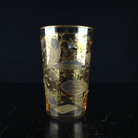 Moser Glass With Acorns Etc On Purple Glass C 1890 Moorabool