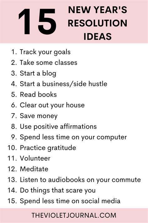 15 New Year’s Resolution Ideas For A Successful Year The Violet Journal