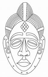 African Mask Coloring Drawing Library Clipart Easy sketch template