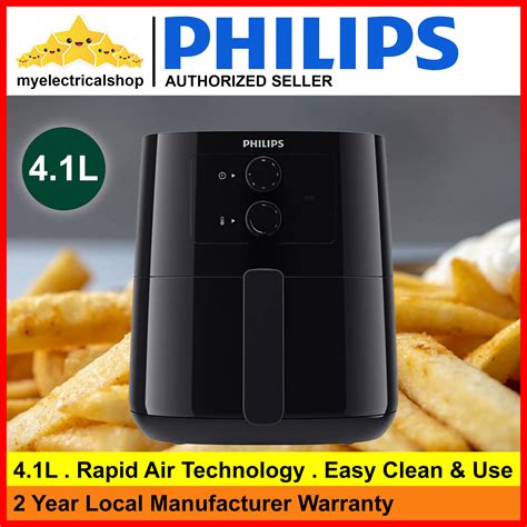 philips hd essential air fryer  rapid air technology  black shopee malaysia