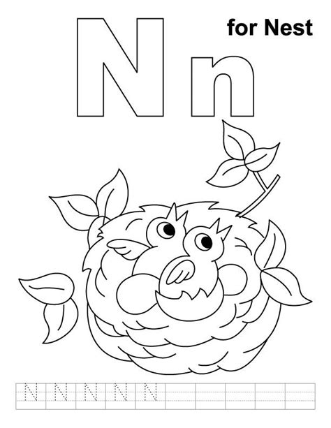 nest coloring page  handwriting practice