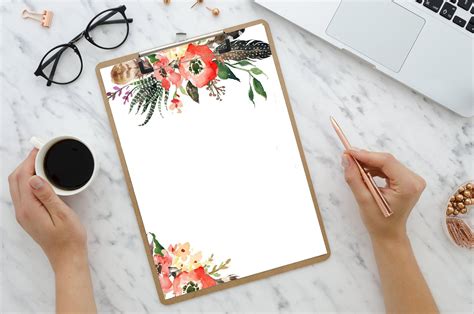 writing letter printable stationery floral letter writing etsy