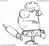 Housewife Outlined Mad Rolling Illustration Holding Royalty Clipart Rf Drawing Toon Hit Getdrawings sketch template