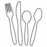Cutlery Clipart Outline Fork Spoon Knife Silverware Plastic Cliparts Clip Utensils Pages Shape Template Logo Drawing Line Coloring Spoons Library sketch template