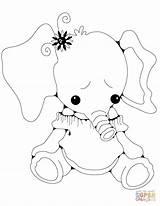 Elephant Girl Coloring Pages Stuffed Elephants Drawing Printable Sitting Clipart Para Colorear Elefante Triste Dot sketch template