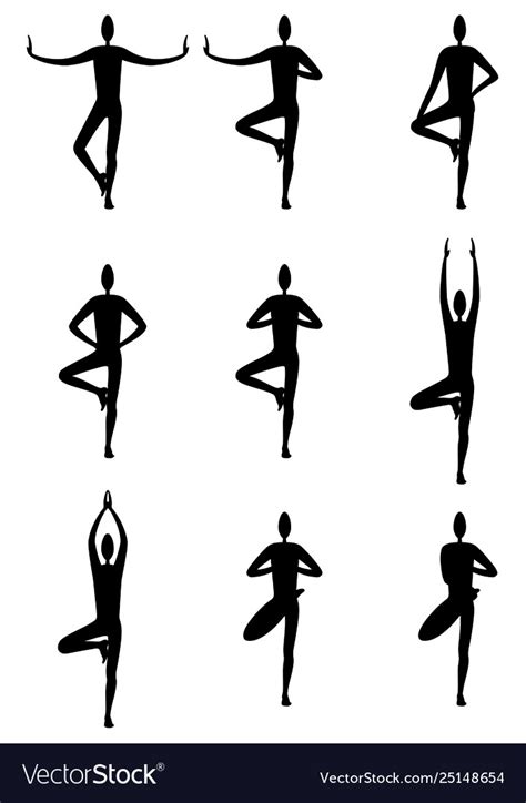yoga tree pose variations male set royalty  vector image