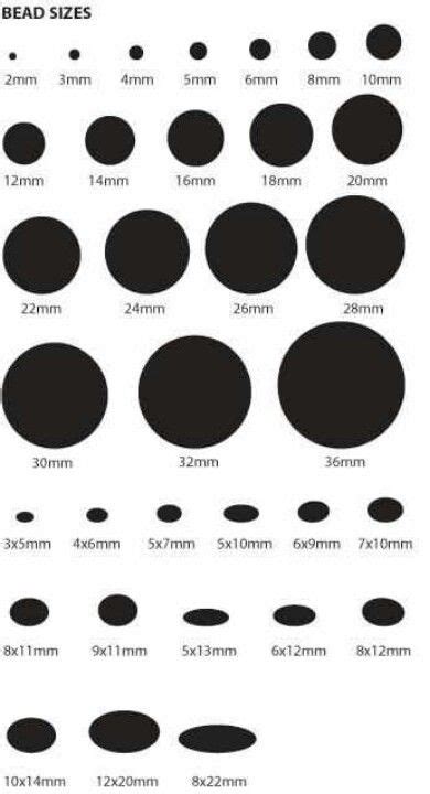 mm actual size chart