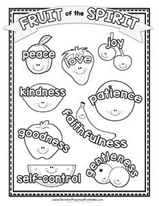 fruit   spirit coloring page  preschoolers   sunday school coloring pages fun
