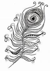 Coloring Pages Peacock Feather Feathers Zentangle Mandala Adult Abstract Sheets Zen Book Colouring Printable Designs Drawing Animals Search Deviantart Adults sketch template
