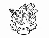 Kawaii Coloring Cupcake Strawberry Food Coloringcrew Drawing Getdrawings Desserts sketch template