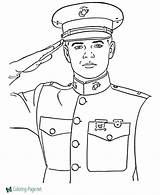 Coloring Veterans Pages Salute sketch template