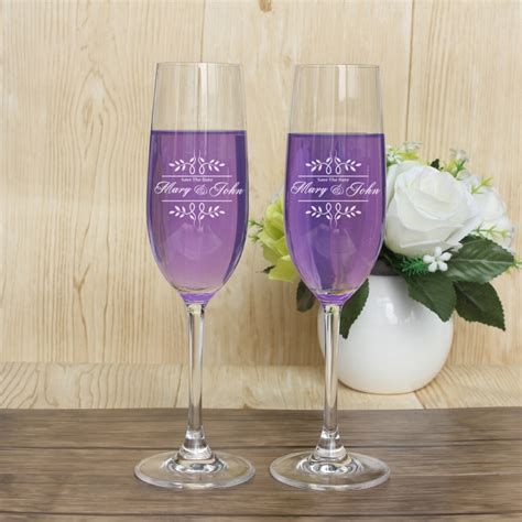 2 Pcs Wedding Champagne Flutes Custom Crystal Large Wine Glasses