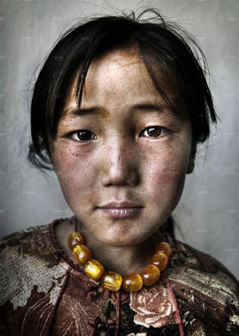 Portrait Of A Mongolian Girl High Quality People Images ~ Creative Market