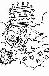 Angel Coloring Pages Cake Cat Birthday Talking Holding Girl sketch template