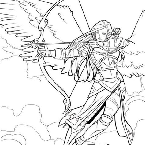angel warrior coloring   designlooter