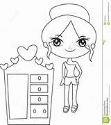 Cabinet Coloring Girl Preview Illustration sketch template