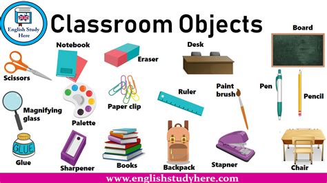 classroom objects english study