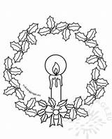Christmas Wreath Candle Coloring sketch template