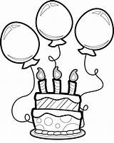 Cake Birthday Balloon Pages Coloring Online Color sketch template