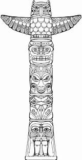 Totem Totems Indianer Totempfahl Poles Tatouage Indien Indios Tiki Tatouages Yakari Haida Amérindiens Malvorlagen Icolor Indisch Schnitzen Cherokee Autochtone Lore sketch template