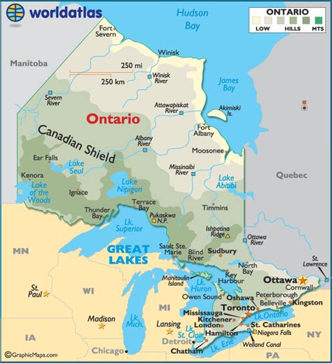 ontario canada large color map