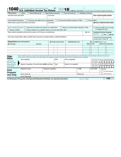 2018 irs tax form 1040 u s government bookstore