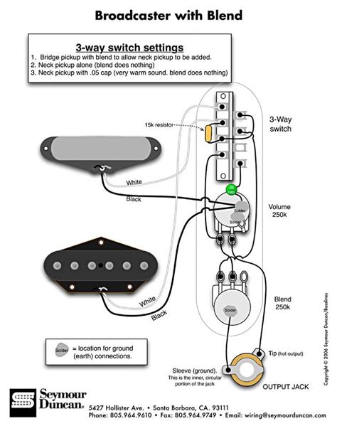 broadcaster blend wiring diagram  seymour duncan fender telecaster telecaster custom fender