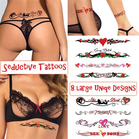 8 Extra Large Sexy Naughty Temporary Tattoos For Women