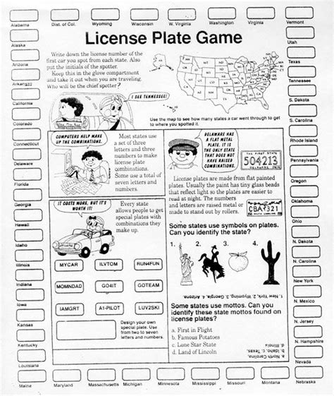 license plate game printout random pinterest