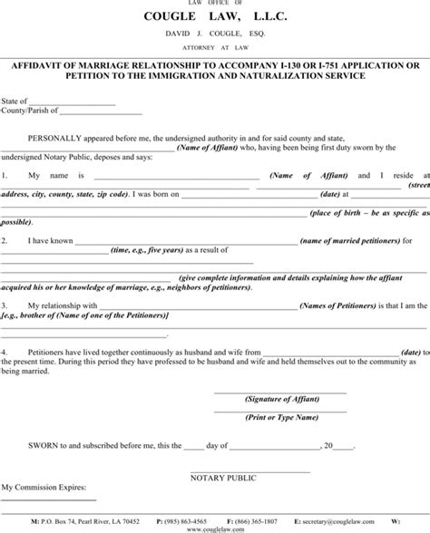 affidavit  marriage   formtemplate