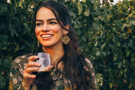 Pretty Latina Woman In A California Vineyard By Jayme Burrows