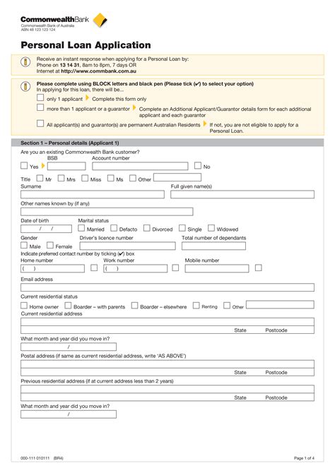 personal loan application templates  allbusinesstemplatescom