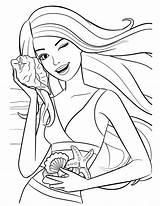 Barbie Coloring Pages Beach Princess sketch template