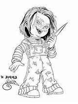 Chucky Tiffany Bride Annabelle Kleurplaten Kleurkrijt Recept Horror sketch template