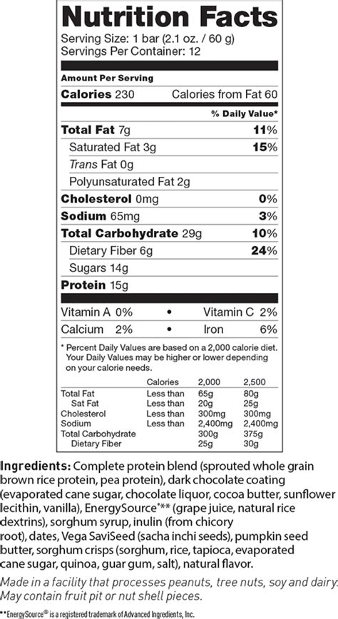 vega sport protein bar chocolate saviseed 12 60 gm bars 15 gm protein