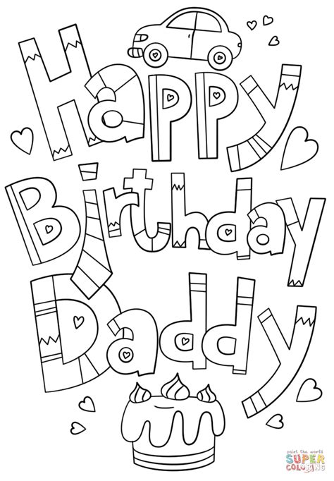 happy birthday daddy doodle coloring page  happy birthday category