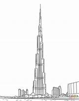 Burj Khalifa Dubai Coloring Pages Drawing Uae Building Sketch Printable Drawings Kids Arab Color Supercoloring Buildings Famous Emirates Architecture Al sketch template