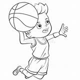 Basketball Playing Boy Cartoon Coloring Illustration Vector Dreamstime Illustrations Vectors Color sketch template