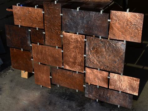 hand crafted custom hammered copper wall art  fabitecture