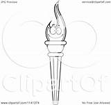 Torch Olympic Coloring Clipart Cartoon Happy Outlined Vector Cory Thoman Template sketch template
