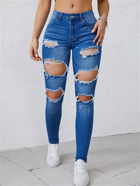 Ripped Raw Trim Skinny Jeans – Artofit